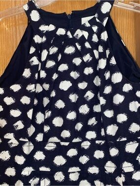 Ann Taylor LOFT Mini Dress Size 2 Sleeveless Navy Polka Dots Lined Cotton NWT